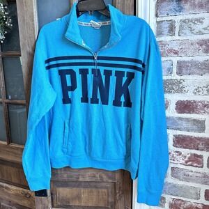 Victorias Secret Pink 1/4‎ Zip Sweatshirt Turquoise Size Medium